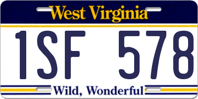 WV license plate 1SF578