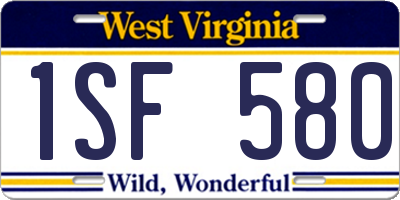 WV license plate 1SF580