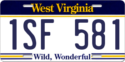 WV license plate 1SF581