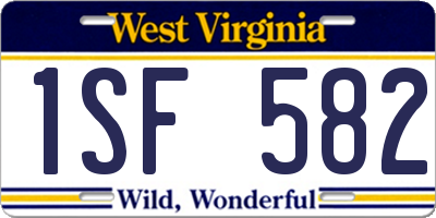 WV license plate 1SF582
