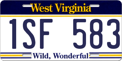 WV license plate 1SF583