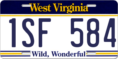 WV license plate 1SF584