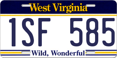 WV license plate 1SF585