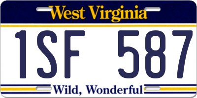 WV license plate 1SF587