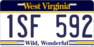 WV license plate 1SF592