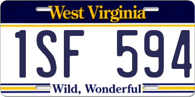 WV license plate 1SF594