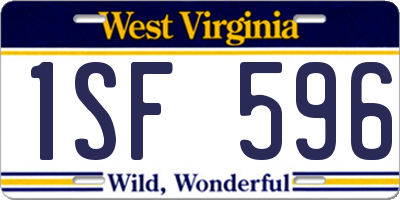 WV license plate 1SF596