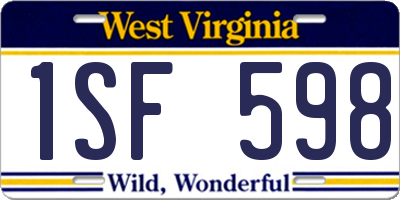 WV license plate 1SF598