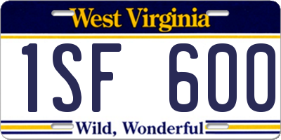 WV license plate 1SF600