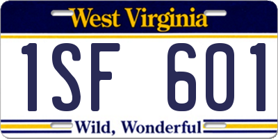 WV license plate 1SF601
