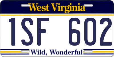 WV license plate 1SF602