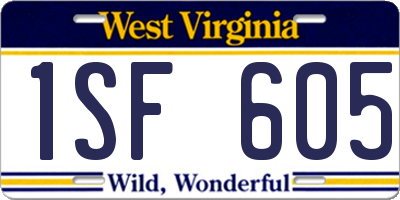 WV license plate 1SF605