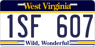 WV license plate 1SF607