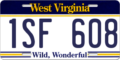 WV license plate 1SF608