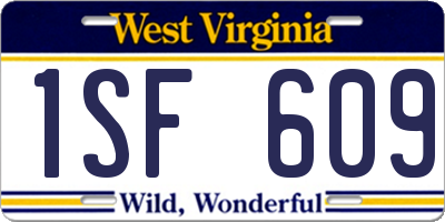 WV license plate 1SF609