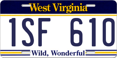 WV license plate 1SF610