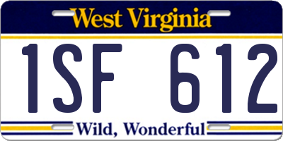 WV license plate 1SF612