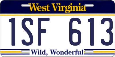 WV license plate 1SF613