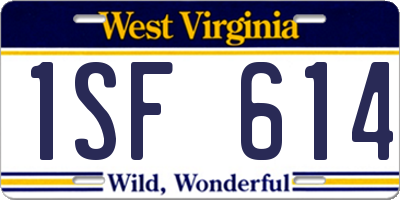 WV license plate 1SF614