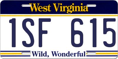 WV license plate 1SF615