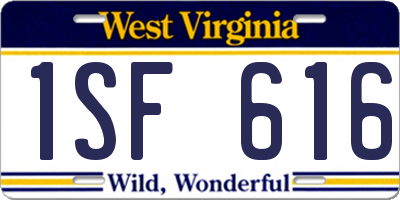 WV license plate 1SF616