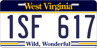 WV license plate 1SF617