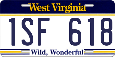 WV license plate 1SF618