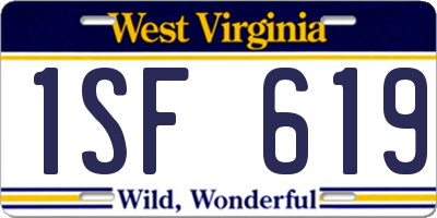 WV license plate 1SF619