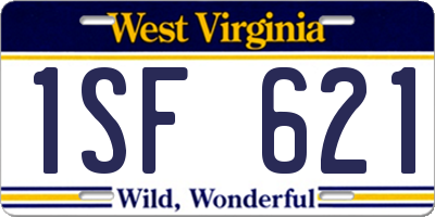 WV license plate 1SF621