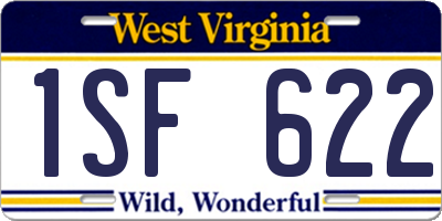 WV license plate 1SF622