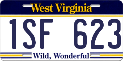 WV license plate 1SF623