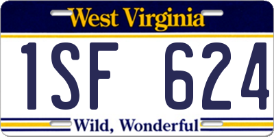 WV license plate 1SF624