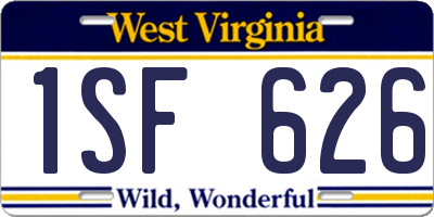WV license plate 1SF626