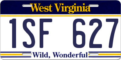 WV license plate 1SF627