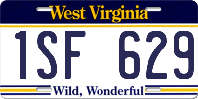 WV license plate 1SF629