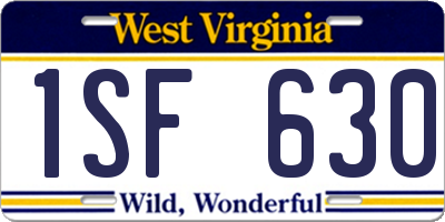 WV license plate 1SF630