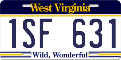 WV license plate 1SF631