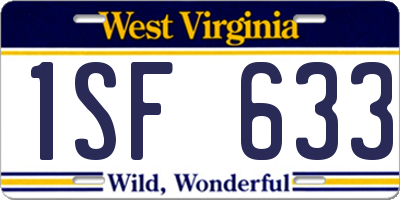 WV license plate 1SF633