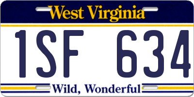 WV license plate 1SF634