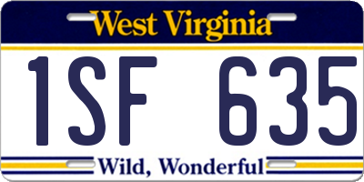 WV license plate 1SF635