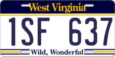 WV license plate 1SF637