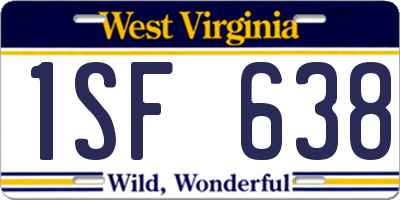 WV license plate 1SF638