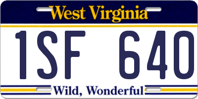 WV license plate 1SF640