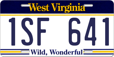 WV license plate 1SF641