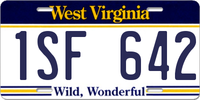 WV license plate 1SF642