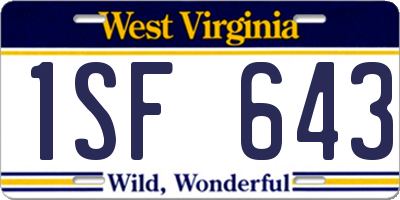 WV license plate 1SF643