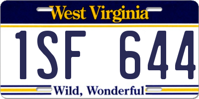 WV license plate 1SF644