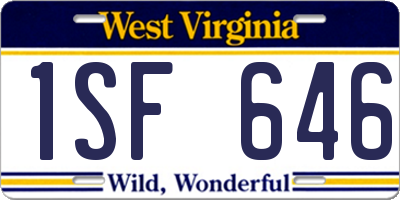 WV license plate 1SF646