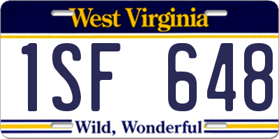WV license plate 1SF648