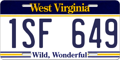 WV license plate 1SF649